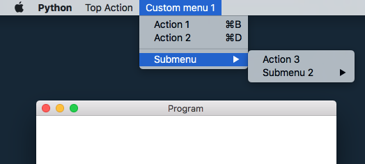 Example native mac menu